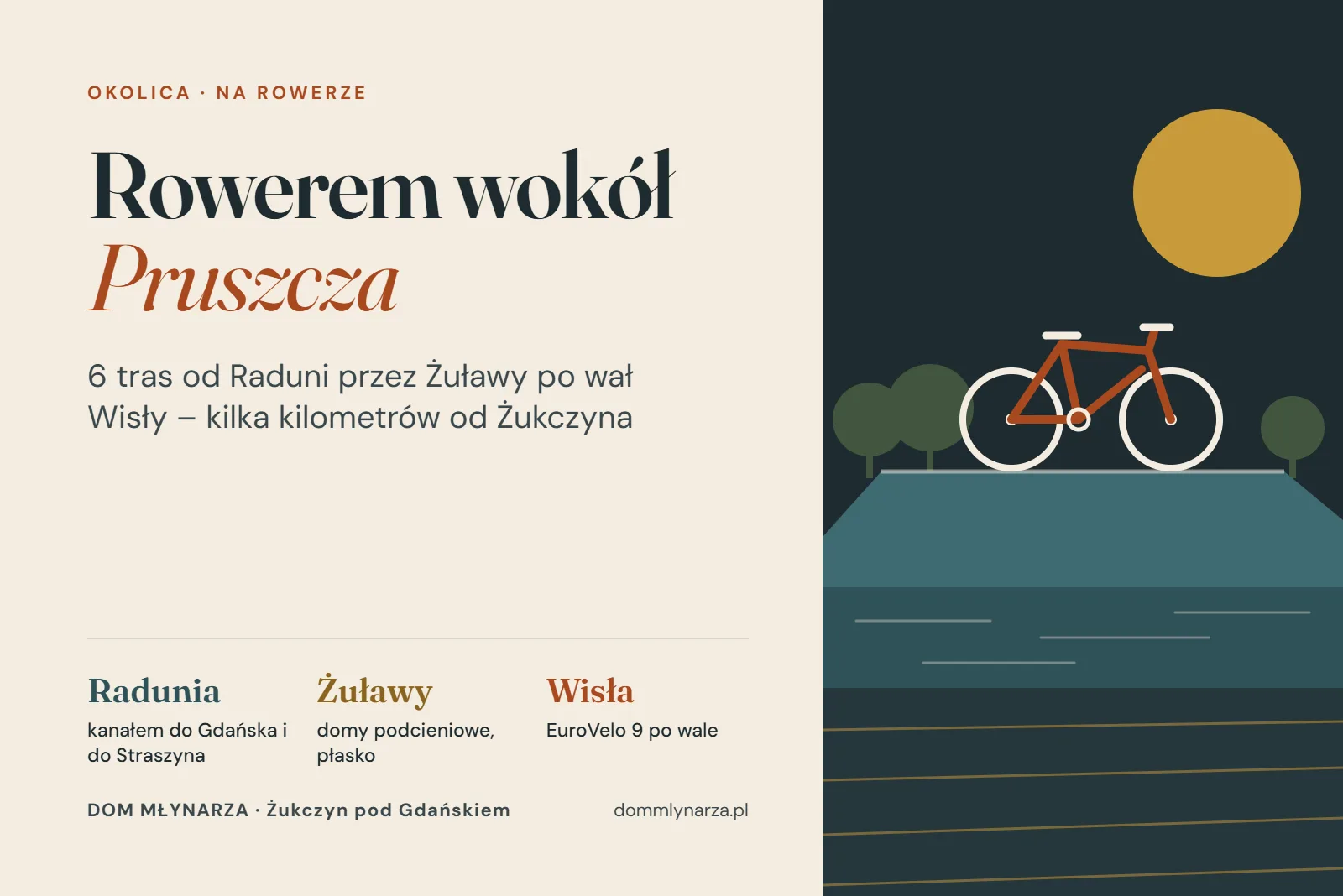 Rowerem wokół Pruszcza Gdańskiego – trasy wzdłuż Raduni, przez Żuławy i wałem Wisły